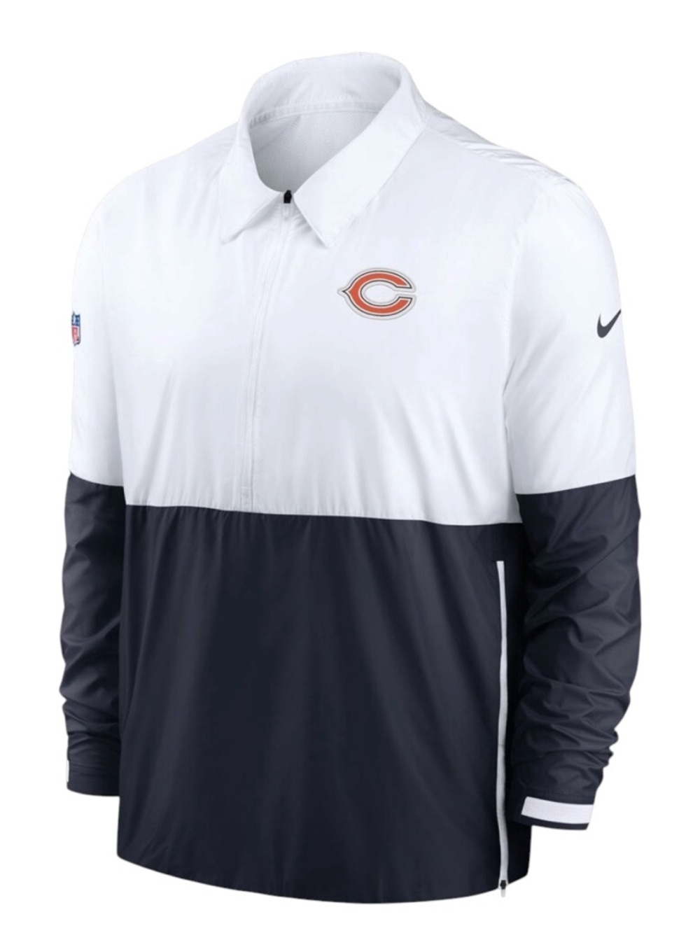 NIKE Chicago Bears Sideline Half Zip Jacket‎ White Navy NFL Windbreaker 3XL